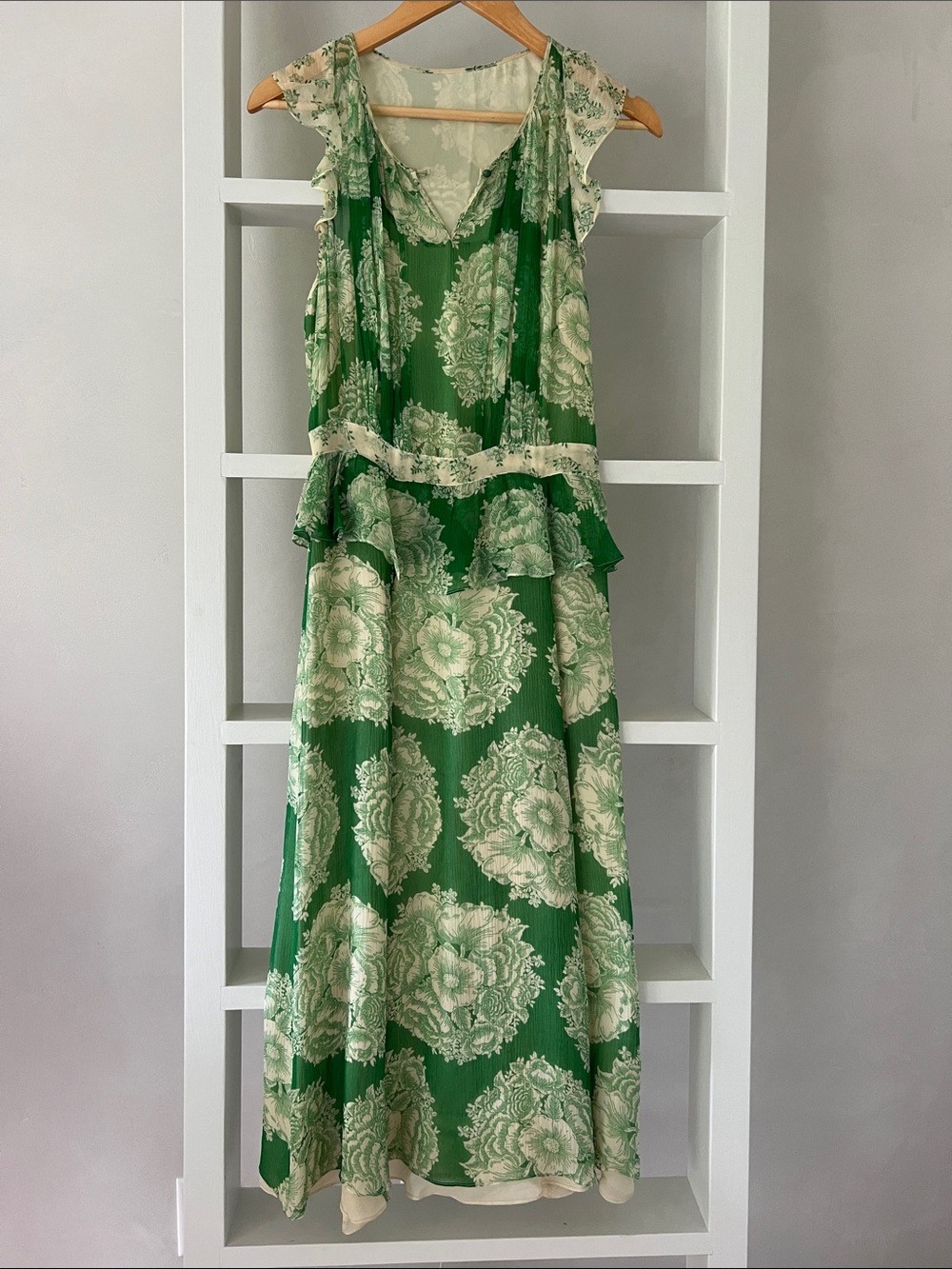 Vintage Green Floral Maxi Dress - Brand Unknown